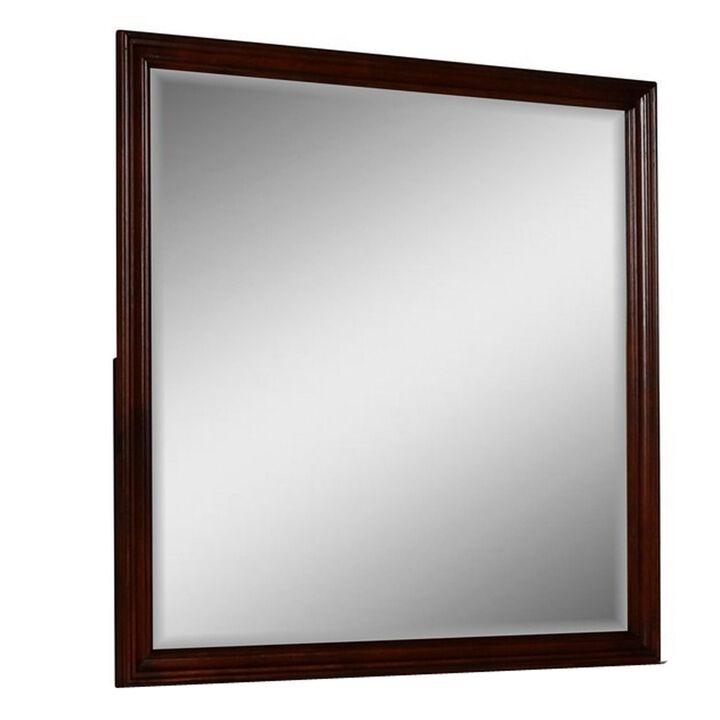 Umi 39 x 39 Dresser Mirror, Molded Design Solid Wood Cherry Square Frame