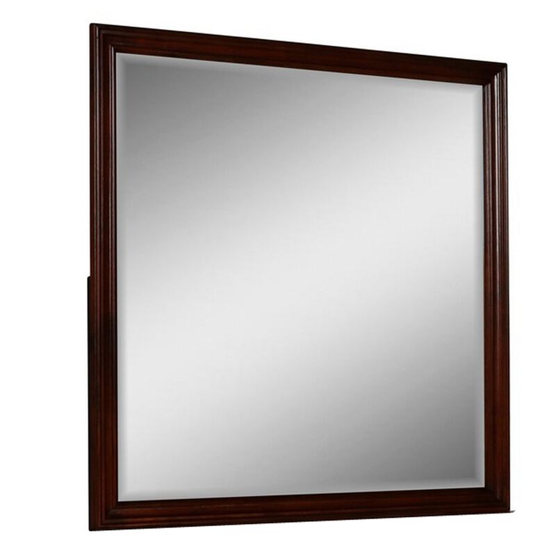 Umi 39 x 39 Dresser Mirror, Molded Design Solid Wood Cherry Square Frame image number 0