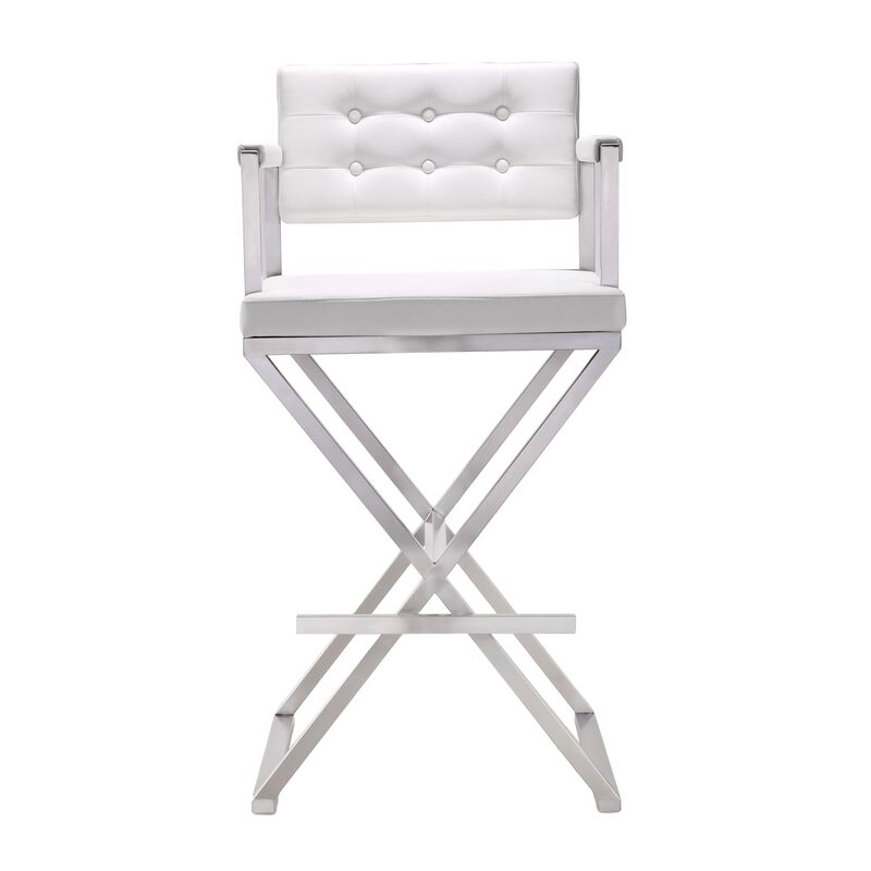 TOV Furniture Director Stainless Steel Barstool, White image number 8
