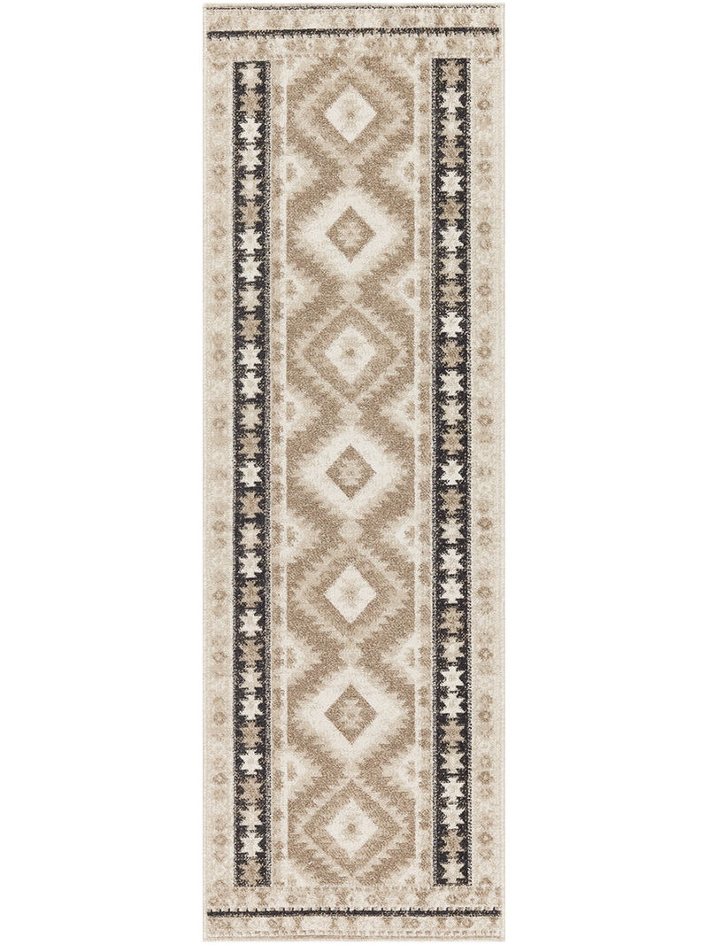 Washable Decor WSD06 Beige/Black 2' x 6' Rug