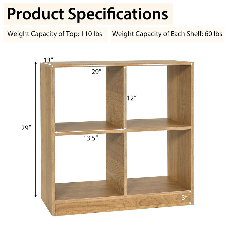 4-Cube Kids Bookcase with Open Shelves