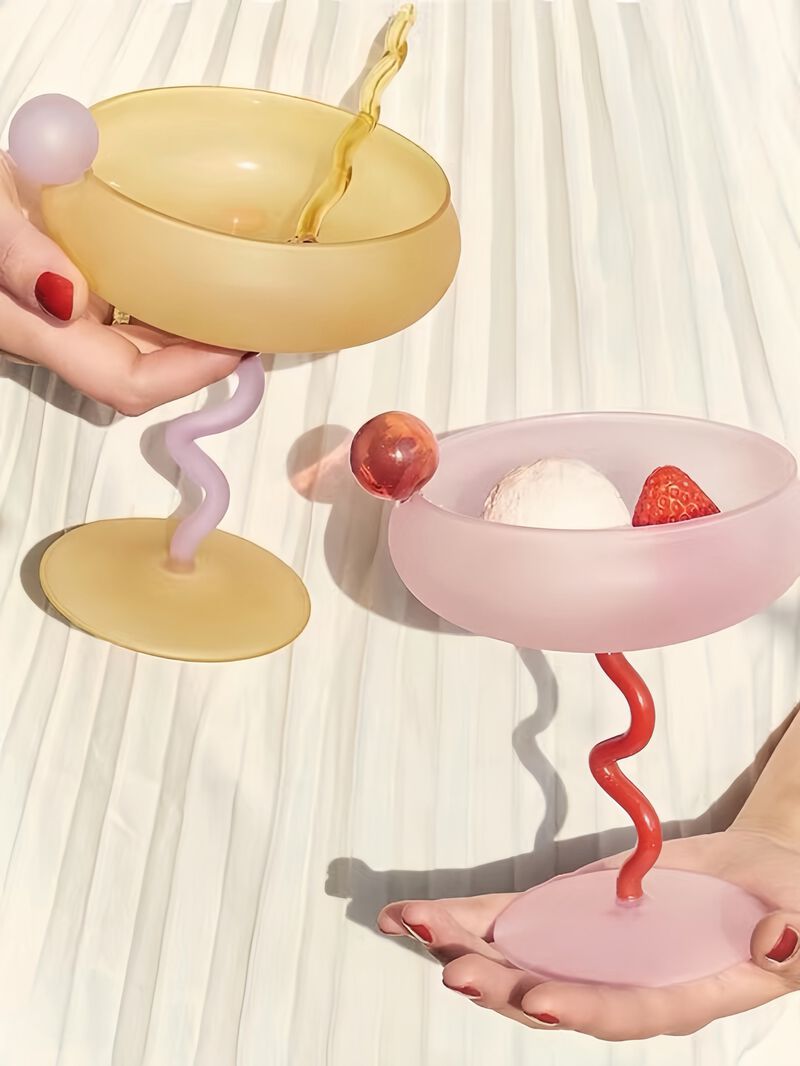 Jelly Bean Cocktail Coupe, Handblown Whimsical Wine Glasses image number 1