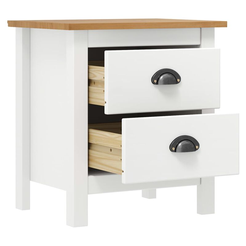 vidaXL Bedside Cabinet Hill White 18.1x13.8x19.5 Solid Pine Wood