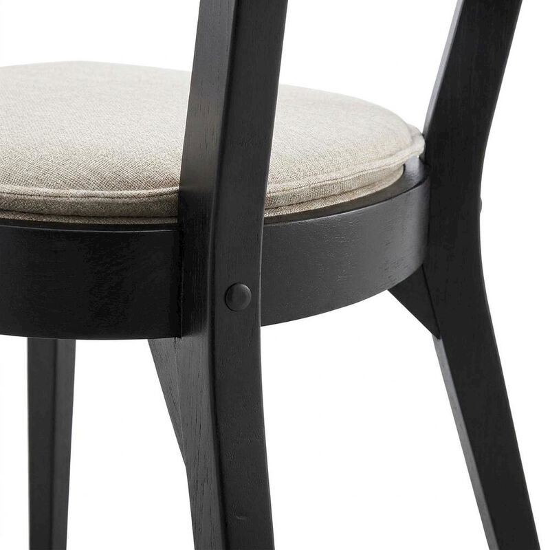 Fabric-Upholstered Wood Dining Chairs, Black White, Set of 2 image number 3