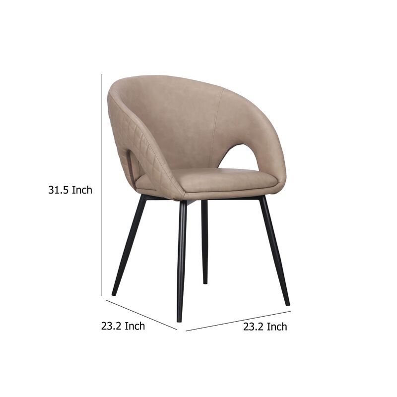 Moxy Dining Chair Set of 4, Light Taupe Faux Leather, Diamond Stitched