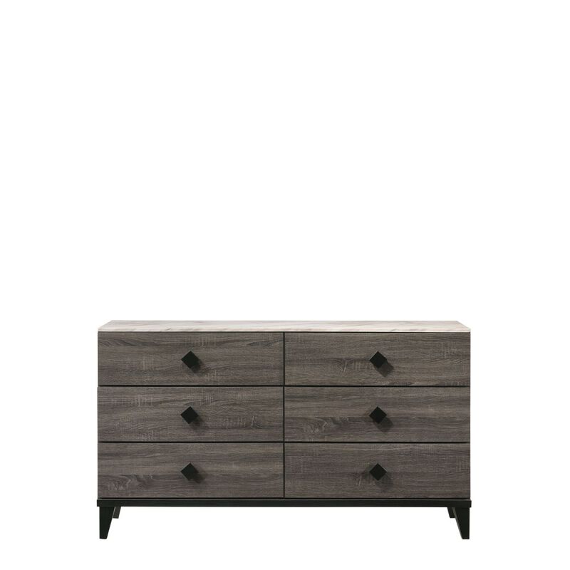 Avantika Dresser, Faux Marble & Rustic Gray Oak