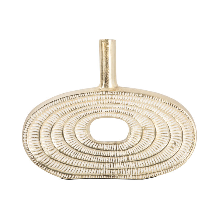 Metal, 12" Tribal Cut Out Vase, Gold
