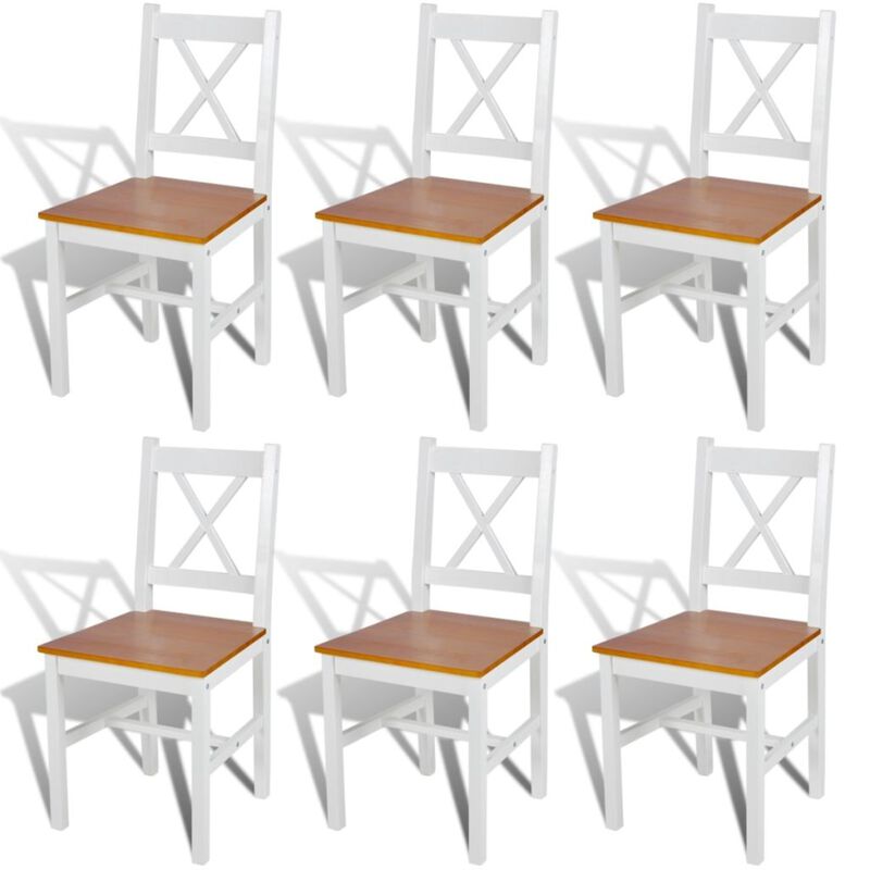vidaXL Dining Chairs 6 pcs White Pinewood