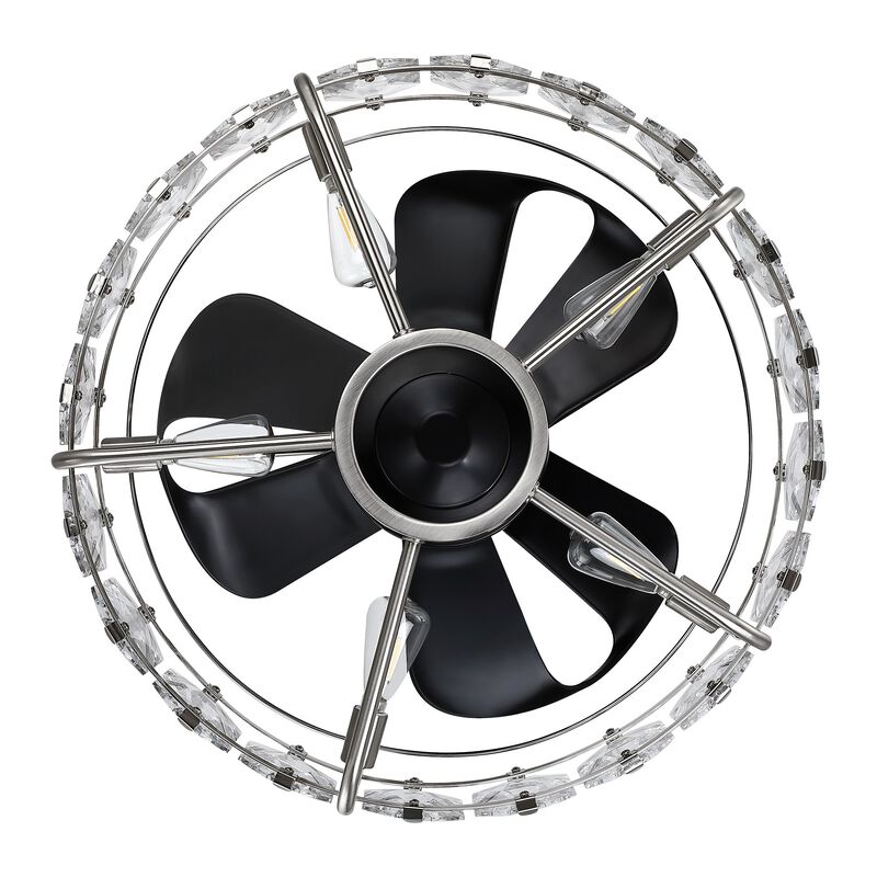22.8 in. Matte Black Caged Ceiling Fan with Light and Remote