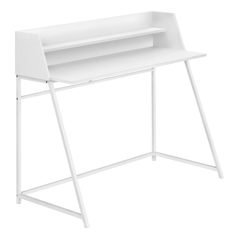 Monarch Specialties I 7545 Computer Desk, Home Office, Laptop, Storage Shelves, 48"L, Work, Metal, Laminate, White, Contemporary, Modern