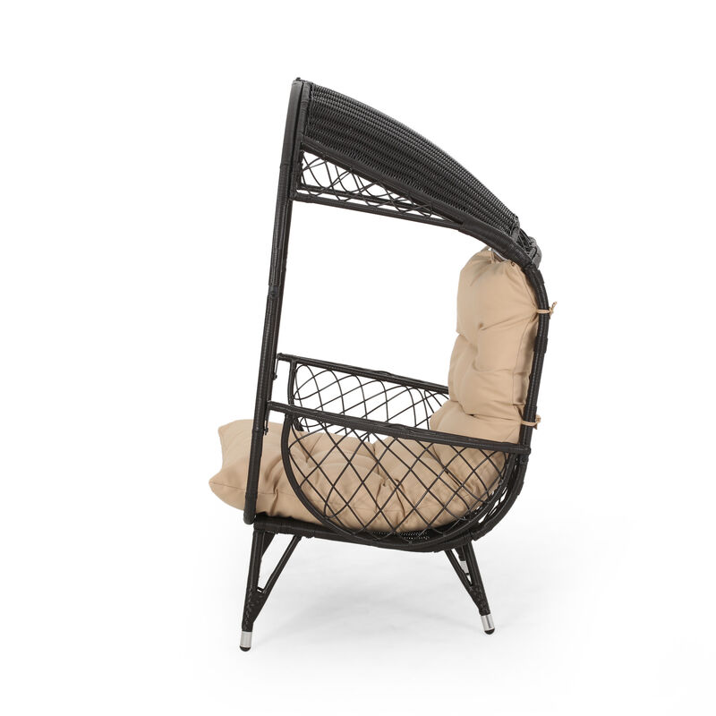 Merax Outdoor Wicker Standing Basket Chair with Cushion