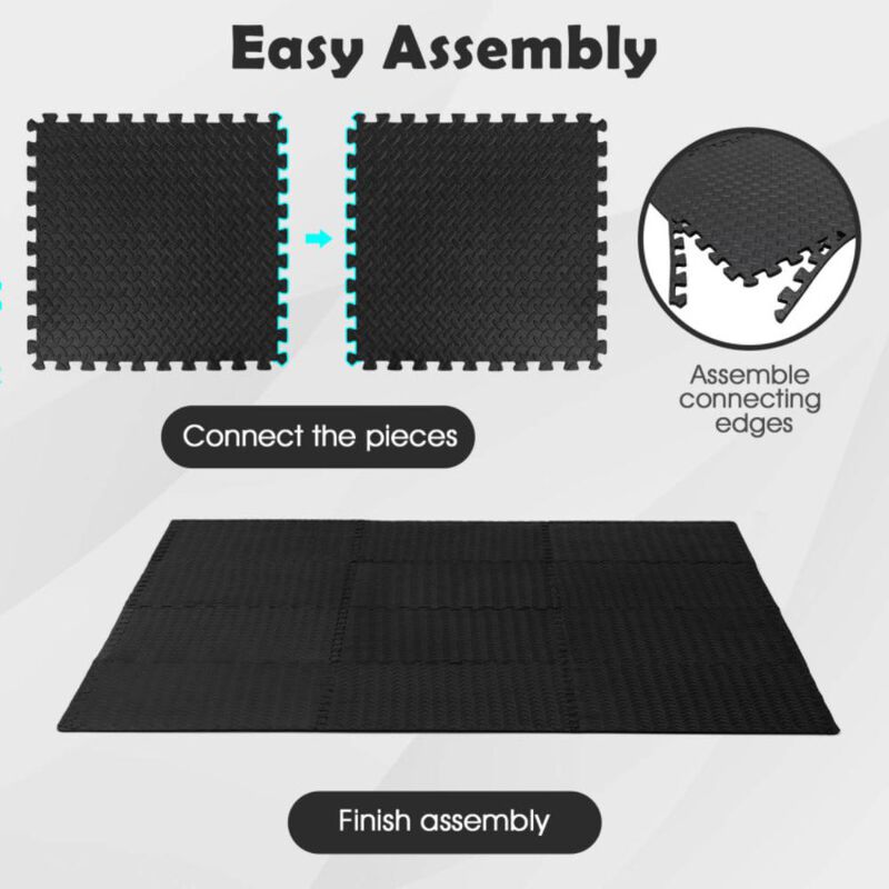 Hivvago 12 Pieces Puzzle Interlocking Flooring Mat with Anti-slip and Waterproof Surface
