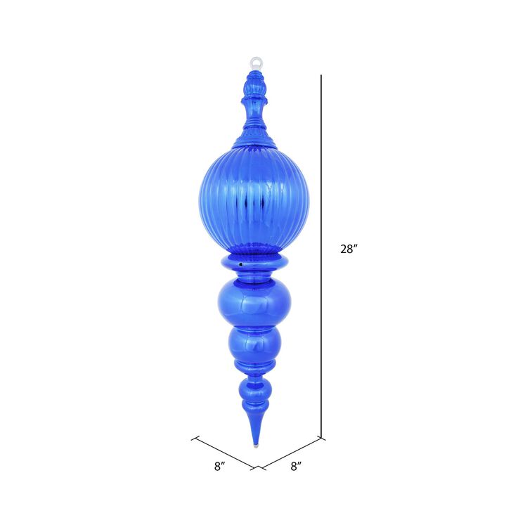 Vickerman 28" Shiny Finial Christmas Ornament, Shatterproof Plastic, Holiday Christmas Tree Decoration, Blue