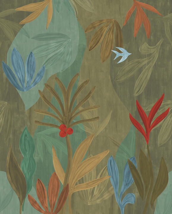 Chambord Gardens Leaf & Olive Wall Mural