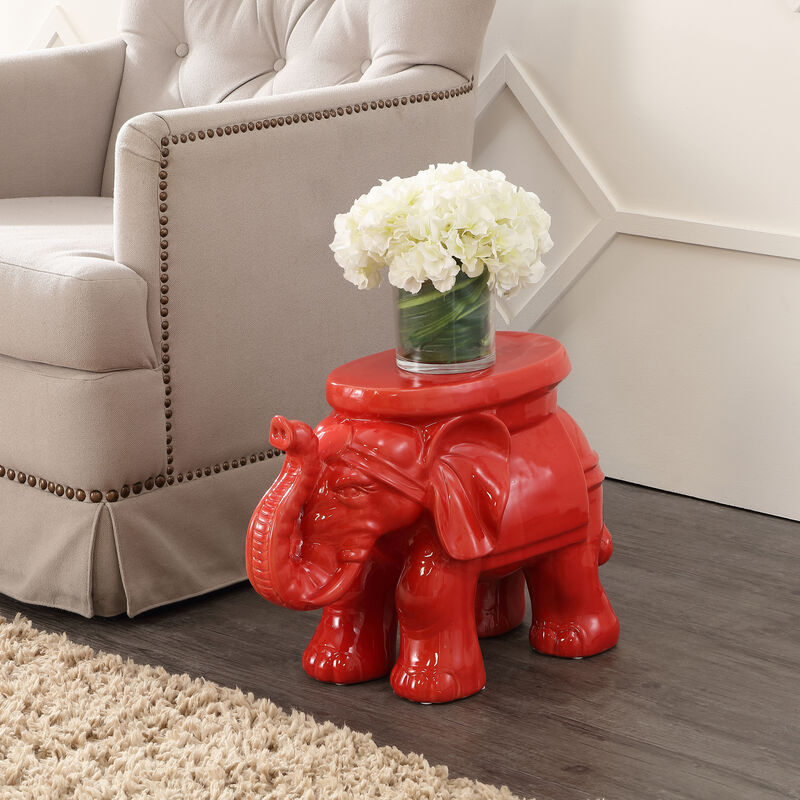 White Elephant Ceramic Garden Stool