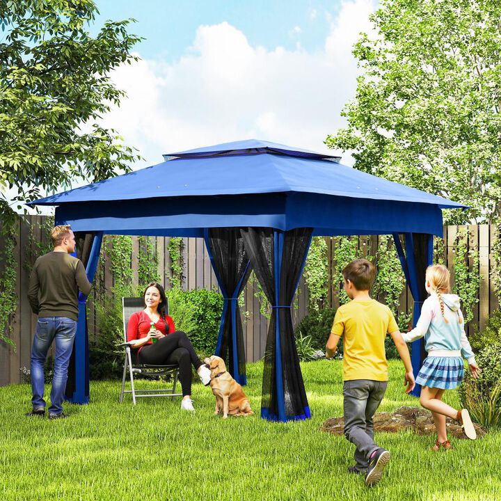 Hivvago 11' x 11' Pop Up Canopy Gazebo with Zipper Netting and Carry Bag