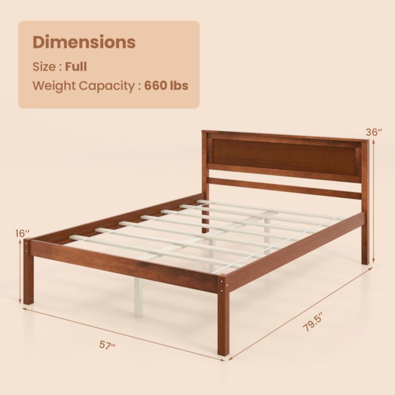 Hivvago Bed Frame with Wooden Headboard and Slat Support