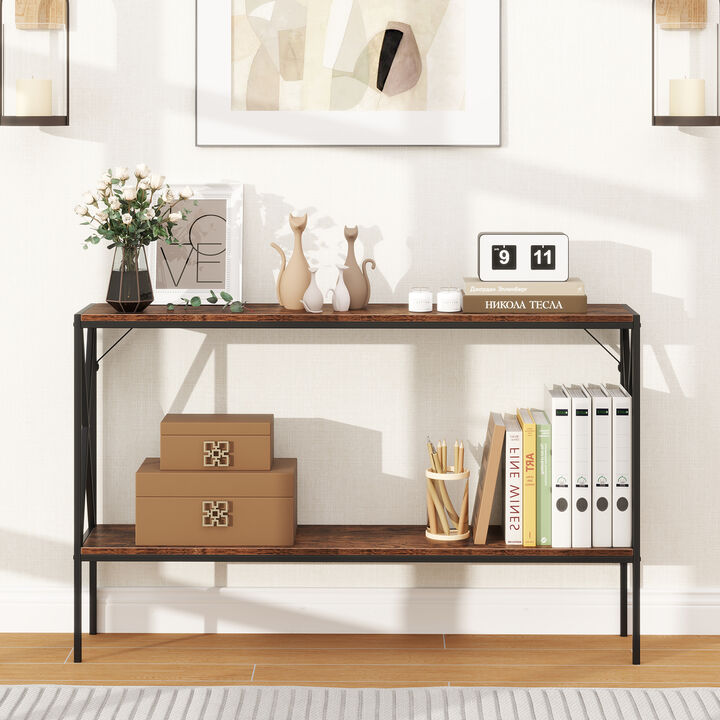 Compact Narrow Console Table with 2-Tier Storage – Entryway or Living Room Furniture