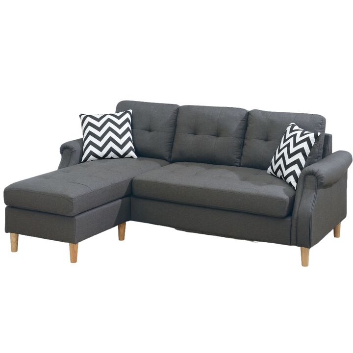 Living Room Corner Sectional Polyfiber Chaise Sofa Reversible Comfortable & Stylish