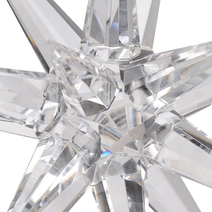 8 Inch Glass Star Accent Decor for Tabletop, Elegant Clear Crystalline - Benzara