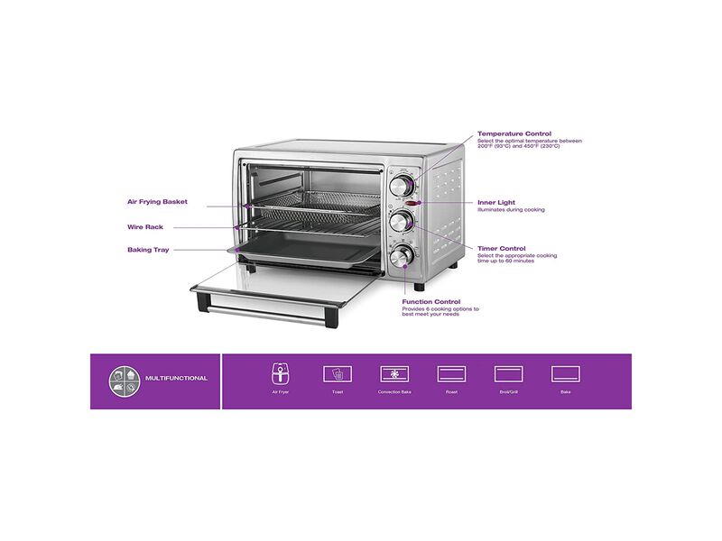 Salton - Toaster Oven and Air Fryer, 6 Slice Capacity, 6 Cooking Functions, Accessories Included image number 5