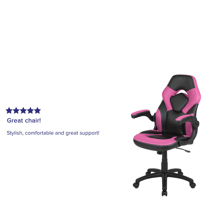 X10 Gaming Chair Racing Office Ergonomic Computer PC Adjustable Swivel Chair with Flip-up Arms, / LeatherSoft image number 2