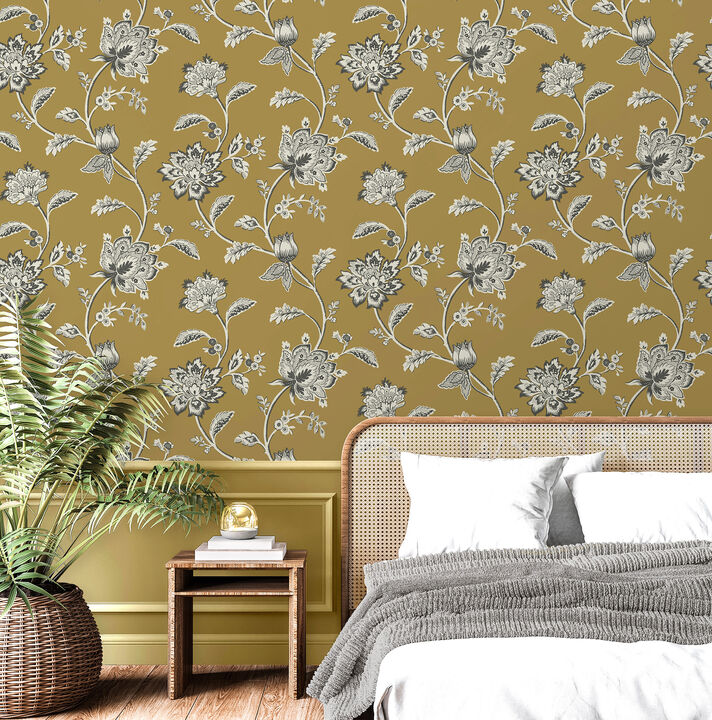 Juliette Mustard Jacobean Wallpaper