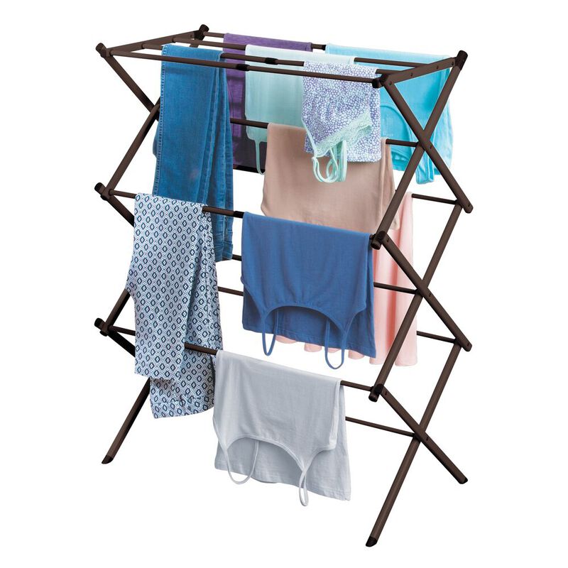 mDesign Foldable Accordion Clothes Drying Rack, Bronze image number 6