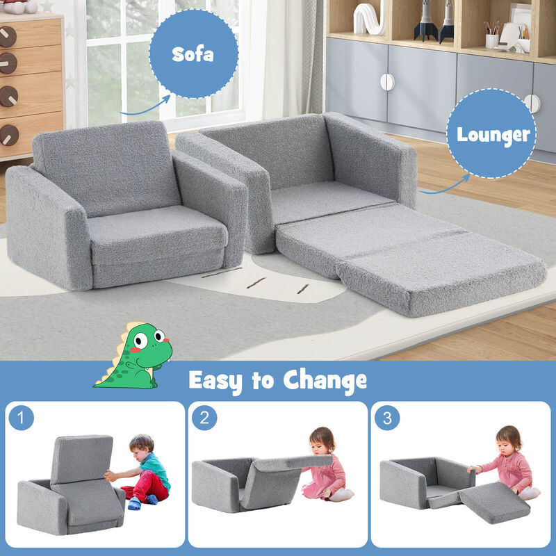 2-in-1 Children's Convertible Sofa to Lounger