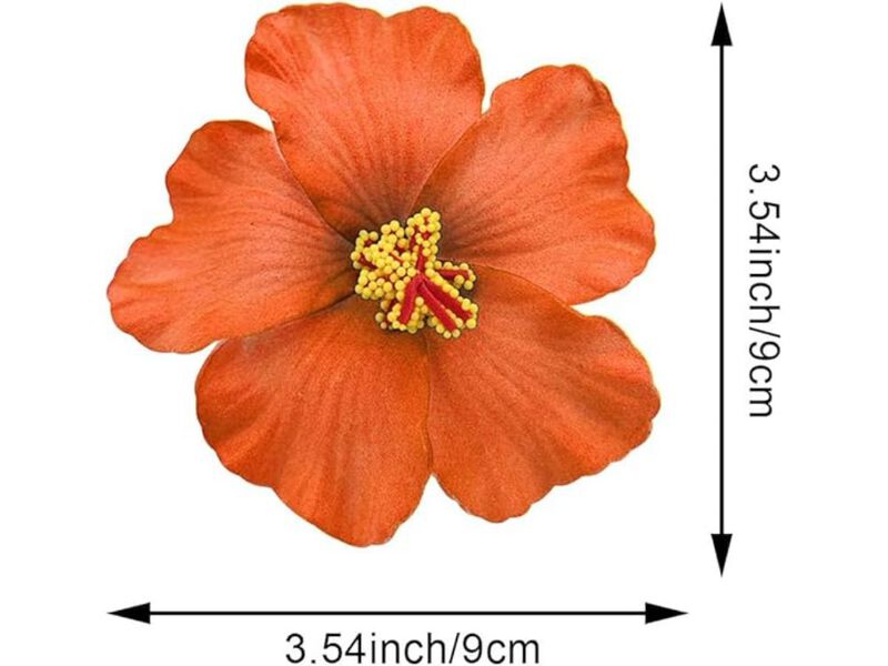 20 Piece Orange Artificial Hibiscus Flowers Home Decor Hawaiian image number 2