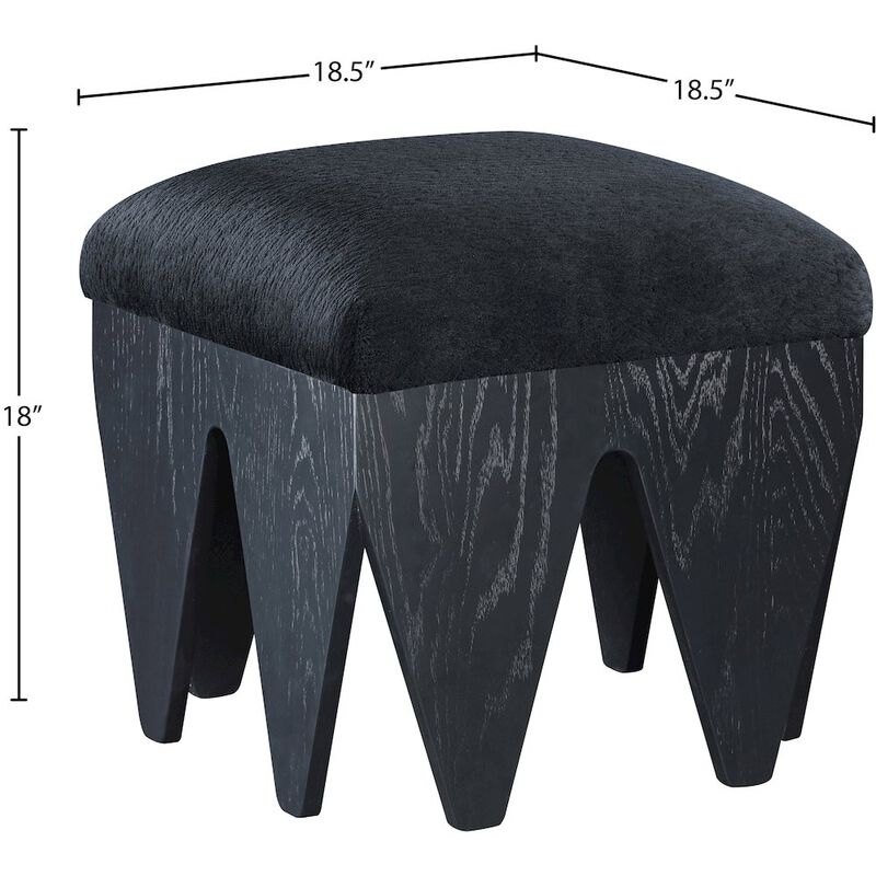 Meridian Furniture Altair Black Velour Fur Fabric Bench