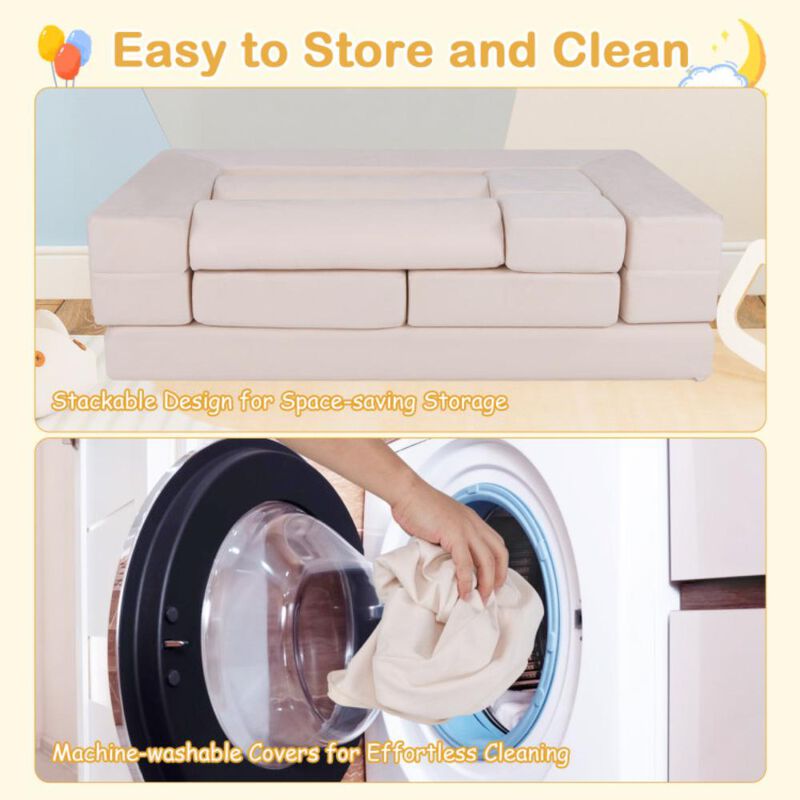 Hivvago Climb and Crawl Foam and Floor Playset with Breathable Suede Fabric