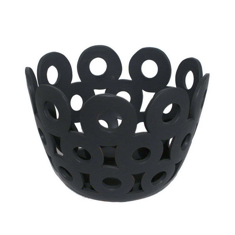 Laura Round Bowl with Circular Cutout Patterns, Black Ceramic 11 Inch image number 2