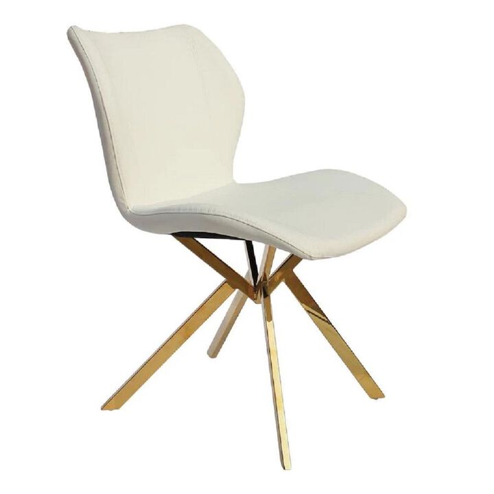 Dining Chair W/ White Seat And Gold Legs, Set Of 4