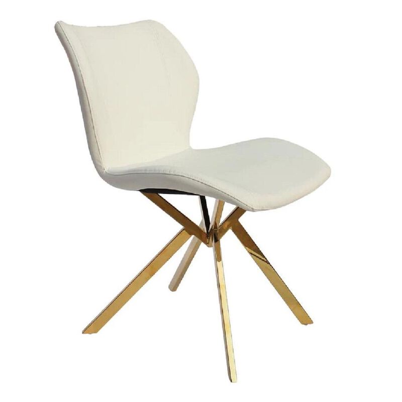 Dining Chair W/ White Seat And Gold Legs, Set Of 4