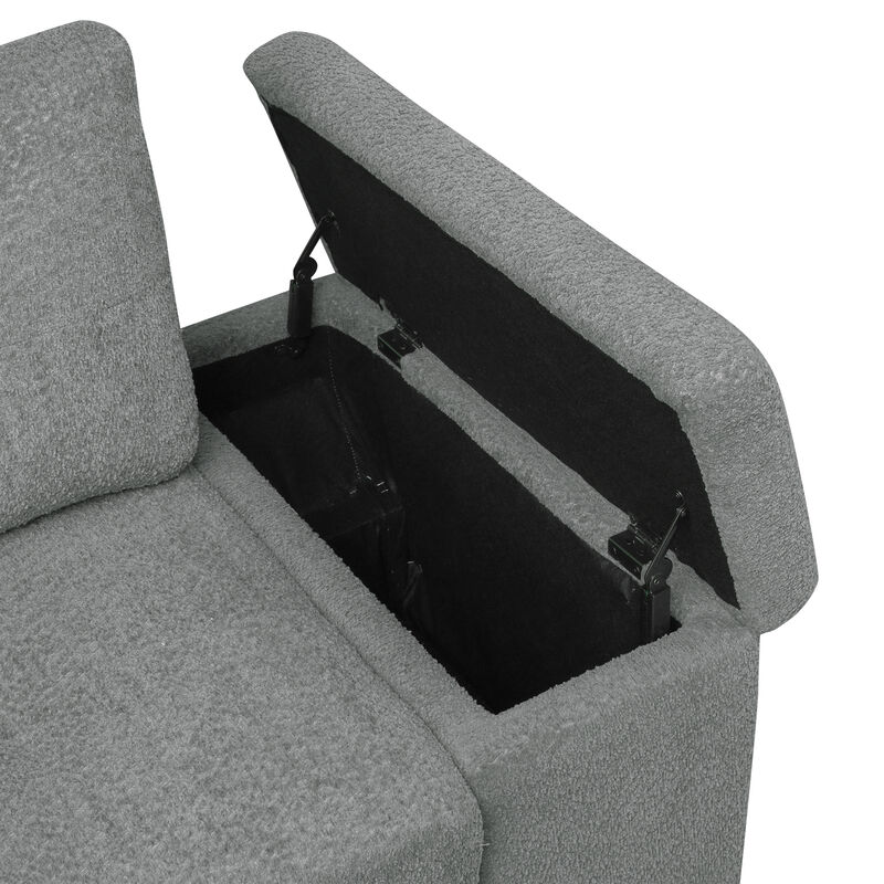 Merax Merax L-shaped Sofa with 2 Cup Holders and 2 USB Ports image number 7