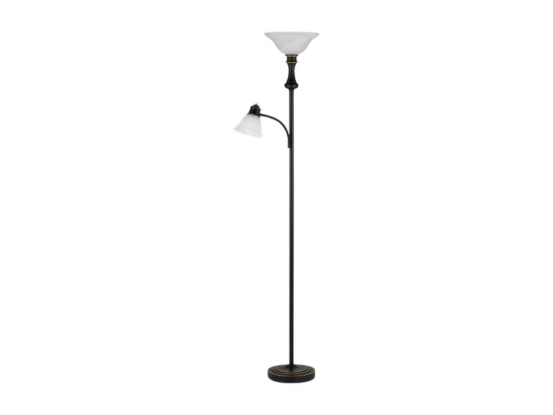 71 Inch Floor Lamp Black Adjustable Arc Reading Light with Glass Shade for Room image number 0