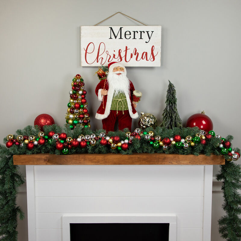 6' Traditional Colors 2-Finish Shatterproof Ball Christmas Garland image number 1