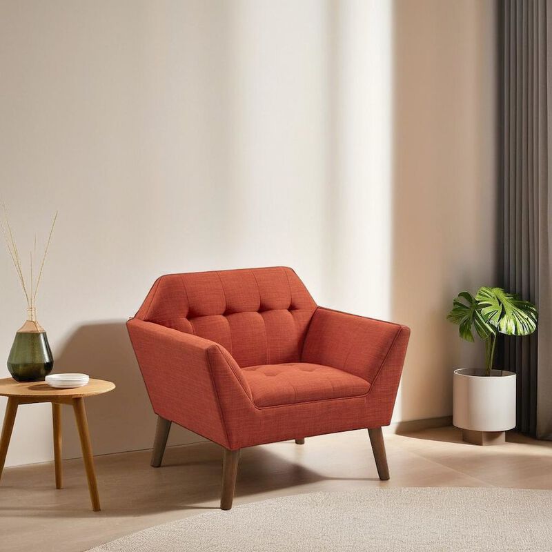 Starlight Canyon Home Orange Accent Chair with Solid Wood and Plywood Frame for Living Room