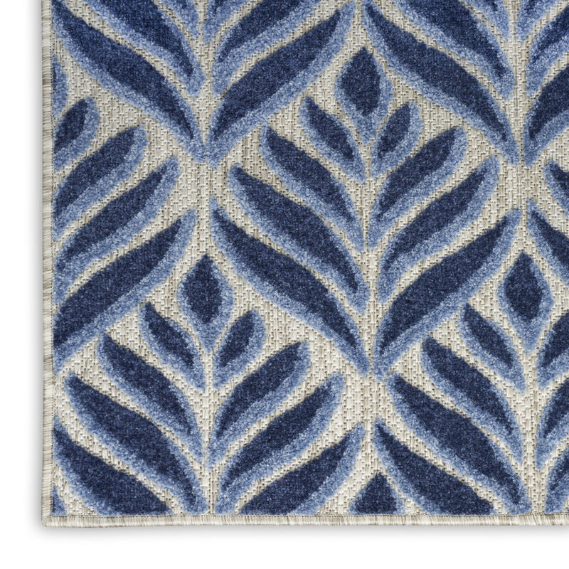 HomeRoots 6' Blue And Gray Botanical Leaves Indoor Outdoor Runner Rug image number 4