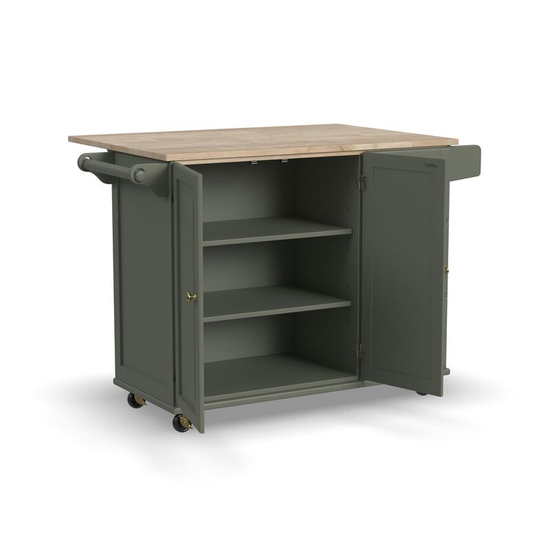 Dolly Madison Sage Drop Leaf Kitchen Cart