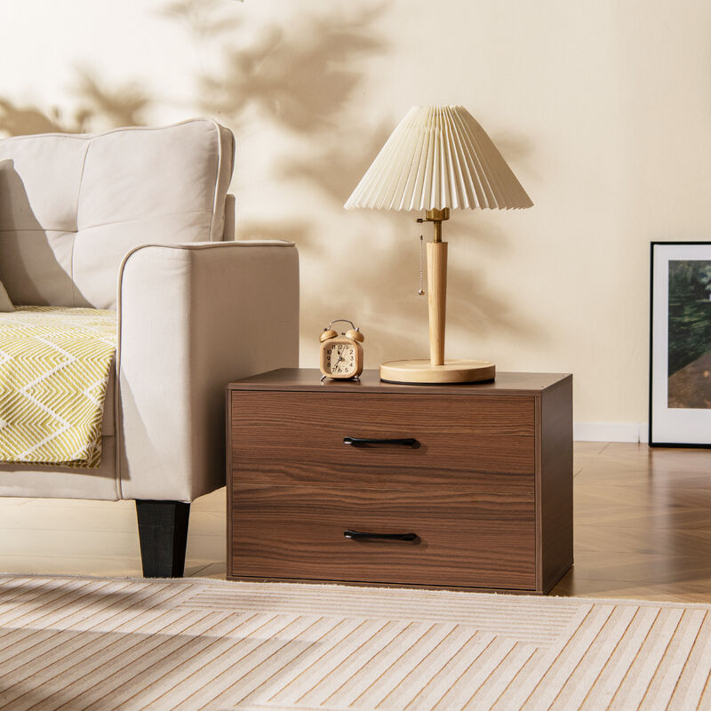 2-Drawer Stackable Horizontal Storage Cabinet Dresser Chest with Handles for Bedroom or Living Room