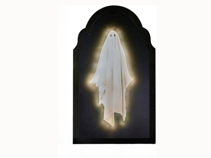2025 Halloween Ghost Mirror – Large LED Hologram Wall Decor with Creepy Eyes for Kitchen