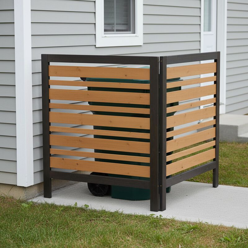 2-Panel Outdoor Air Conditioner Fence Screen, Outside Wood Privacy Fence, 38" W x 42" H image number 2