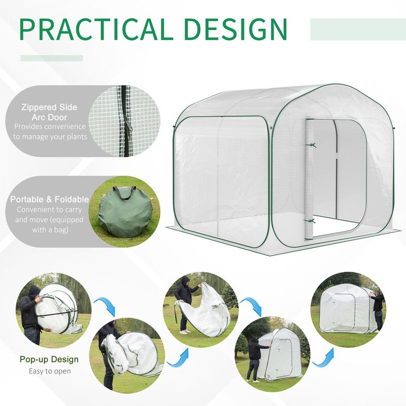 Instant 7' x 6' Backyard Pop-Up Greenhouse, Portable for Tropical Plants, White