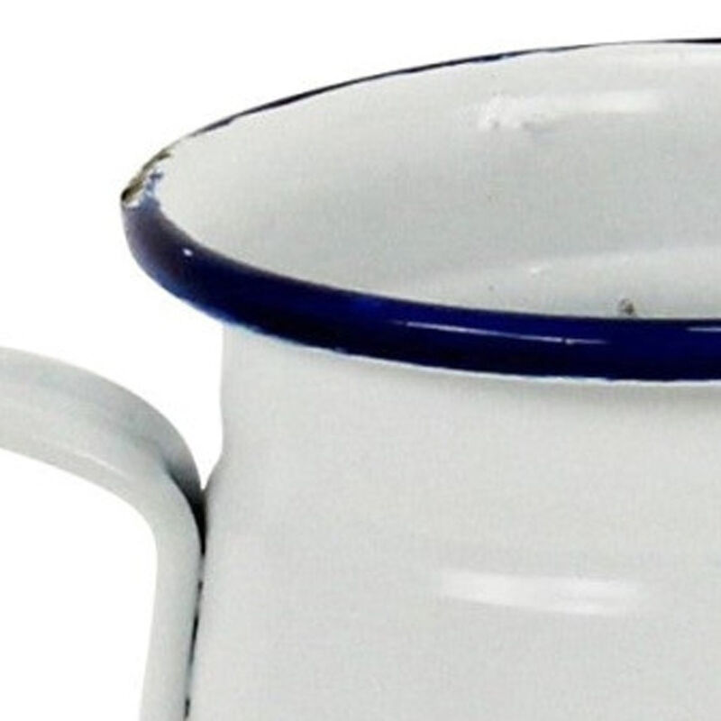 Hivvago 6 Inch White and Blue Metal Jug Vase