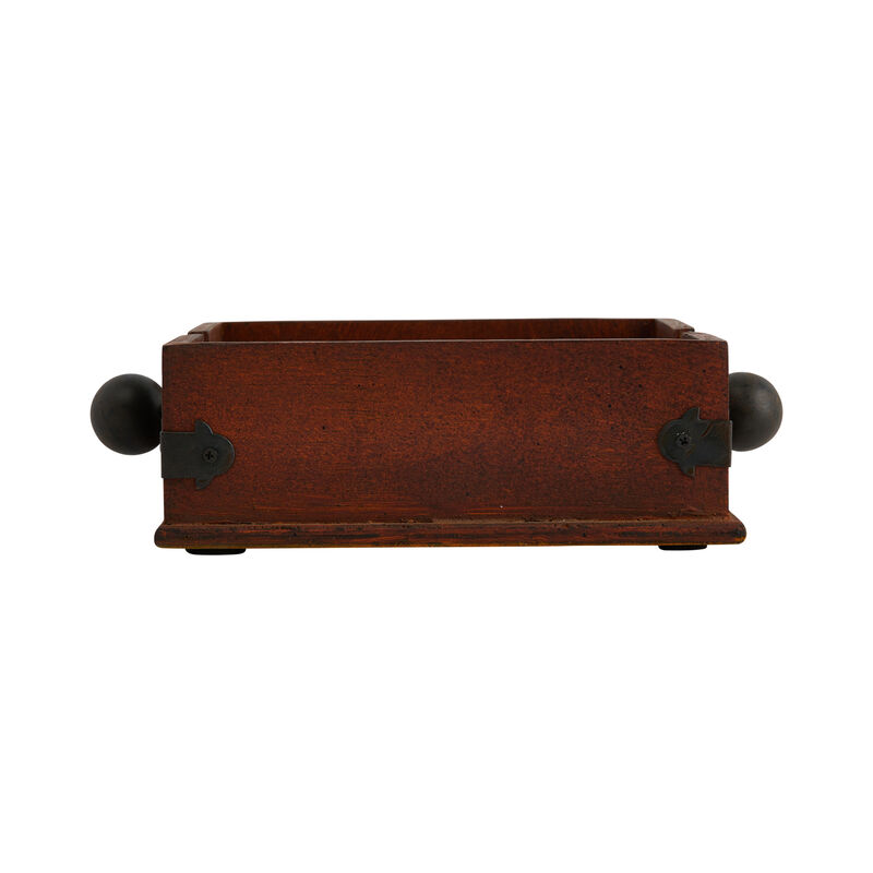 Vintage Wood and Metal Dinner Napkin Holder, Brown and Black image number 6