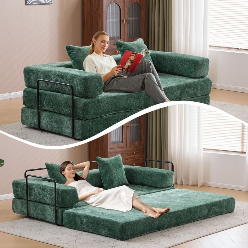 Whisen Chenille Convertible Folding Design Sectional Compression Sofa Floor Futon Couch image number 8