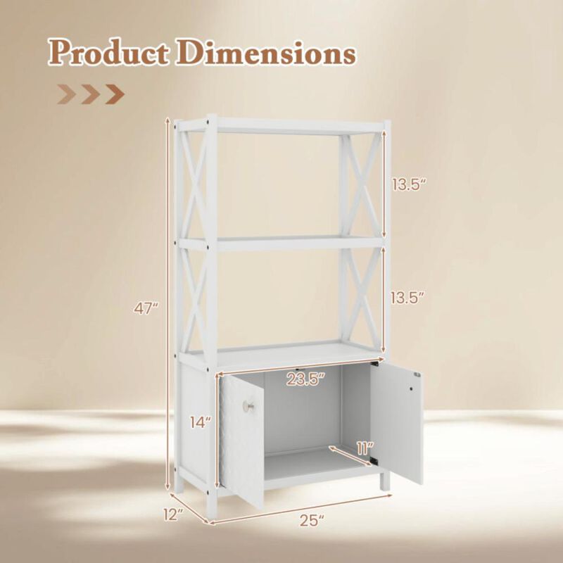 Hivvago Bathroom Storage Cabinet with Open Shelves and Double Doors