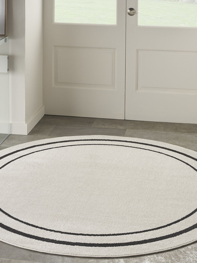 Nourison Essentials NRE02 Ivory/Black 8' x Round Rug image number 3
